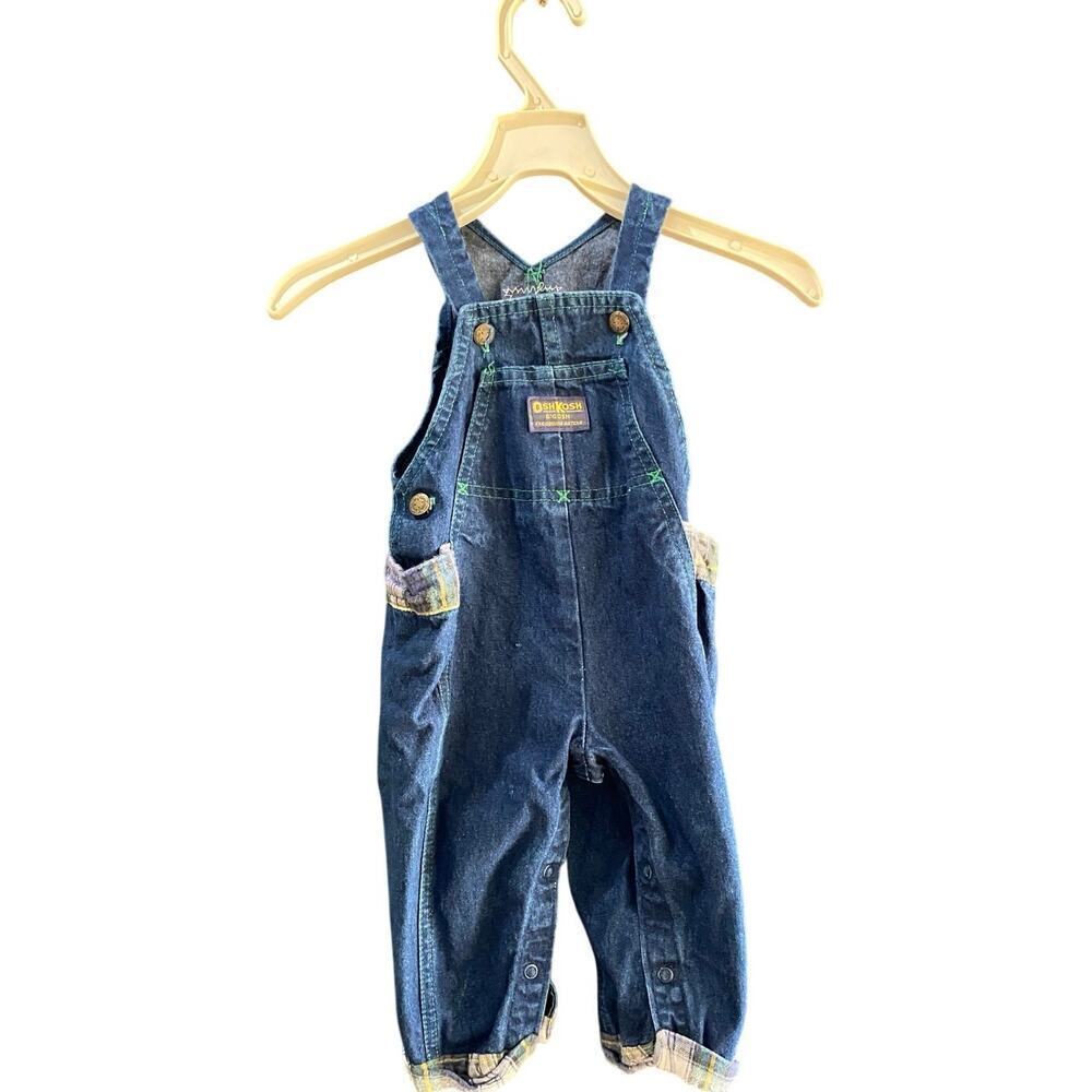 OshKosh B'gosh Blue Vest Back Denim Overalls Jumpsuit Size 12M